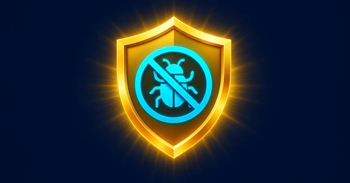 Thumbnail of a gold shield with a crossed-out bug icon, for the best antivirus 2026 comparison