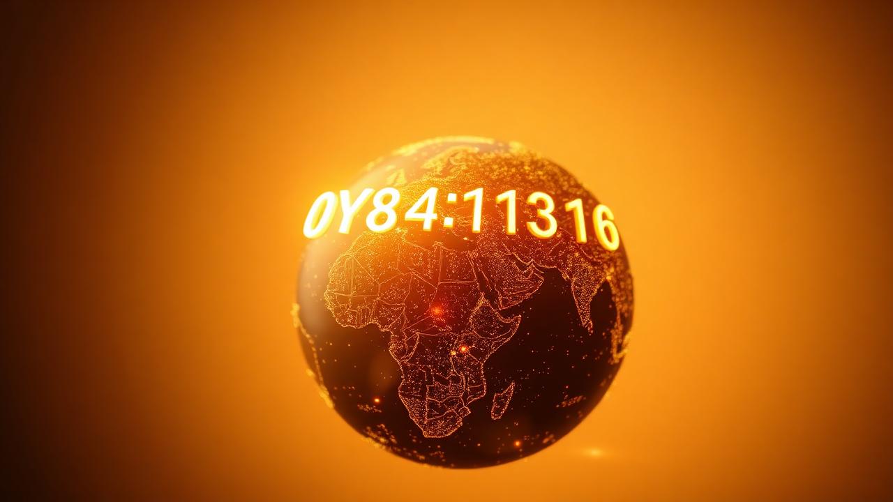 Glowing golden domain URL floating above a globe with DNS connections